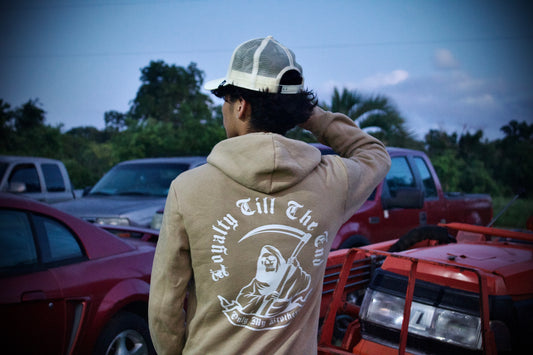 OMB Zip Up (Beige & White)